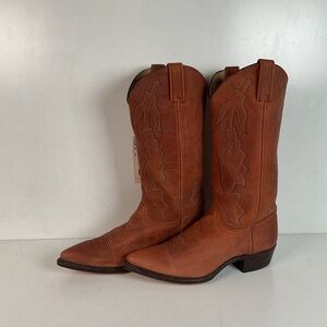 Vintage Dan Post X Marlboro Cowgirl Boots 9 M USA Made Nubuck Suede